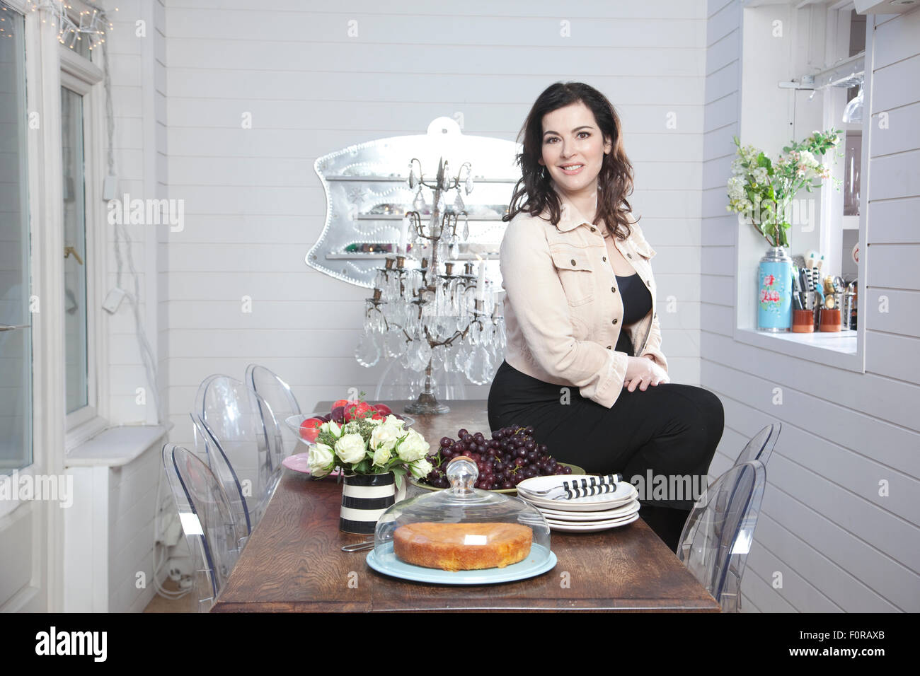 Nigella Lawson, food writer and television personality at her studio in Battersea, London, UK Stock Photo