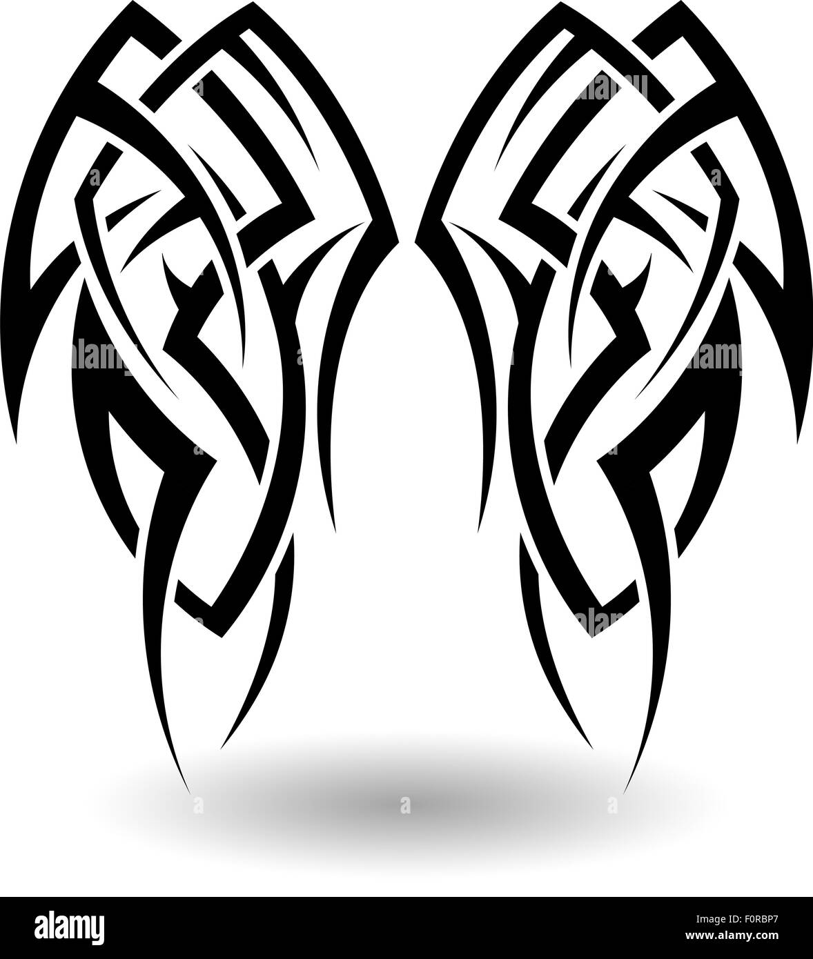 Hand Drawn Tribal Tattoo in Wings Shape Stock Vector Image & Art - Alamy