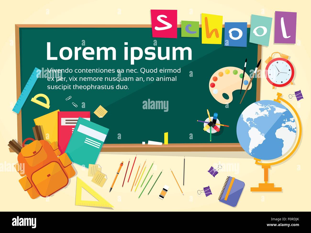 School Green Board WIth Books Bag University Student Staff Stock Vector ...