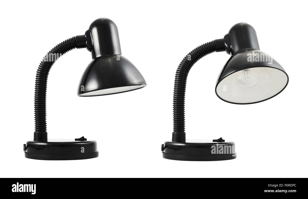Black office table lamp isolated Stock Photo Alamy