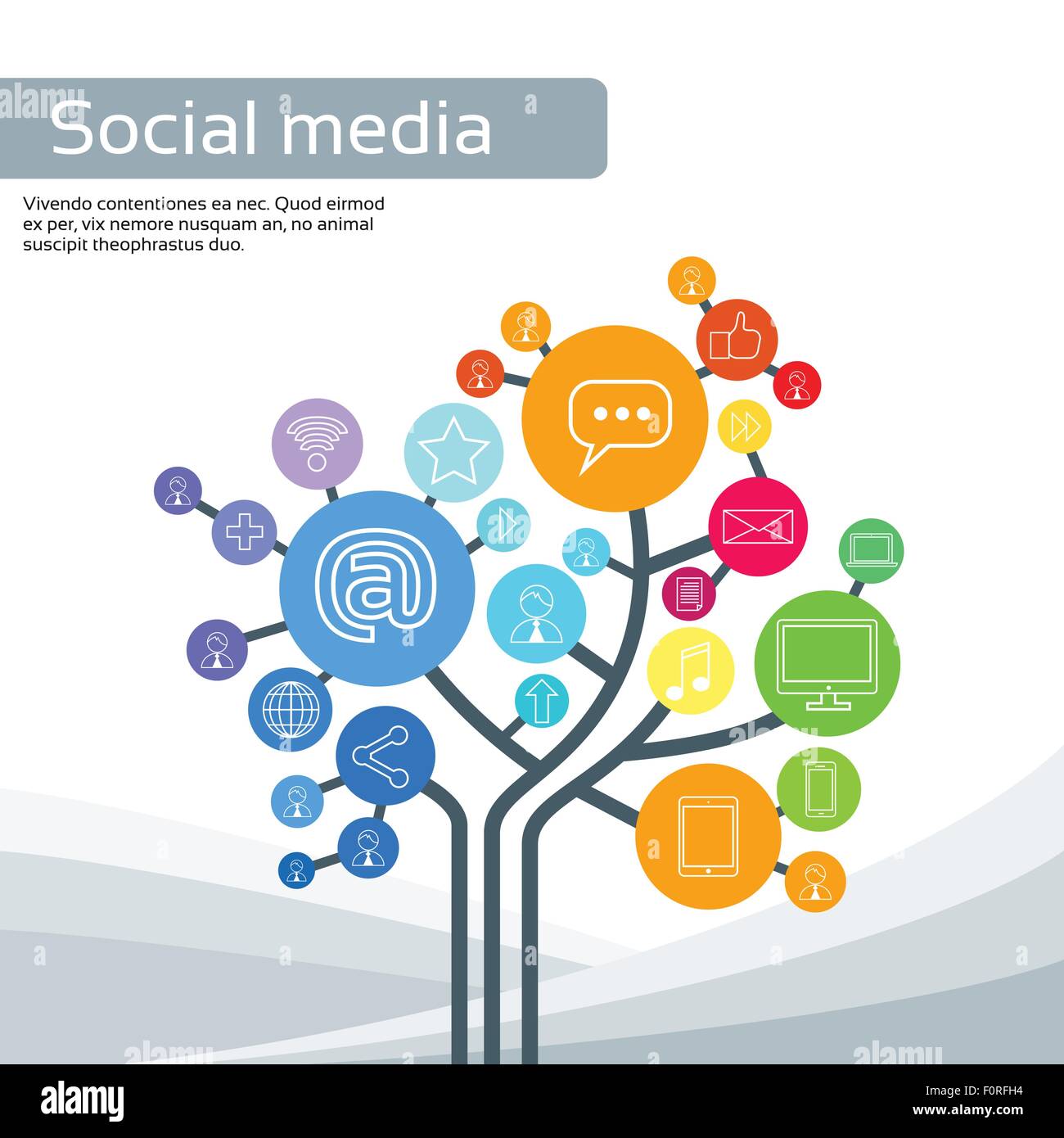 Technology Tree Social Media Icons Thin Line Logo Set Stock Vector ...