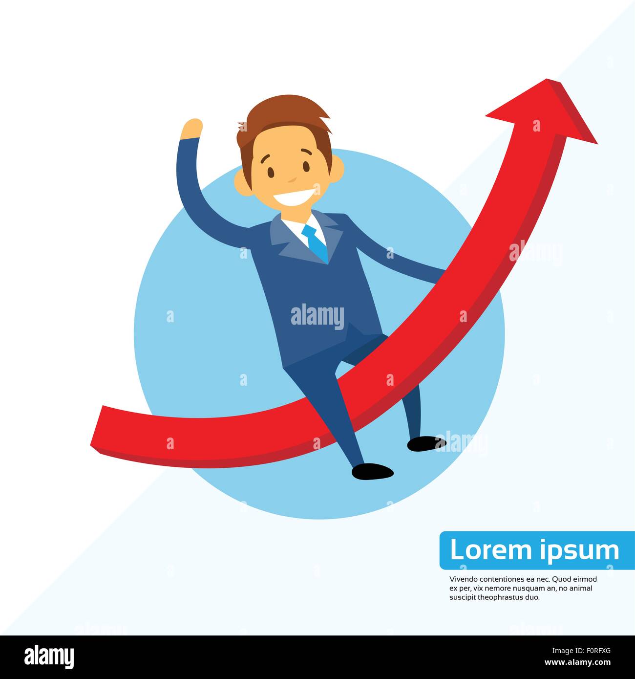 Businessman Sitting Riding on Finance Graph Arrow Up Stock Vector Image ...