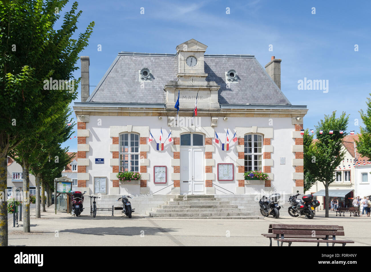The Mairie or Town Hall in the centre of the Normandy town of Wissant Stock Photo