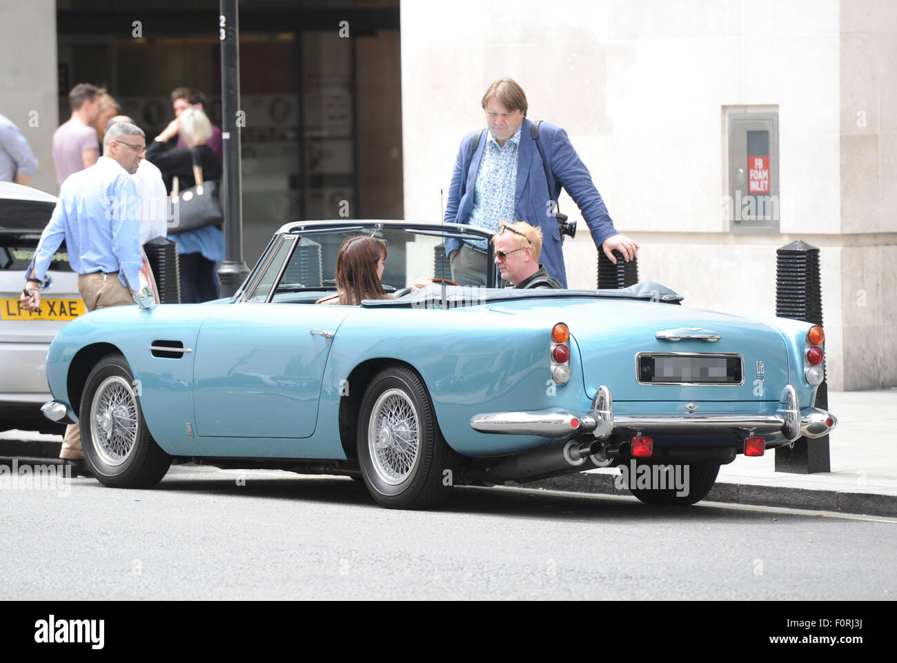 Chris Evans out and about in London driving a blue convertible Aston Martin DB5  Featuring: Chris Evans Where: London, United Kingdom When: 19 Jun 2015 Stock Photo