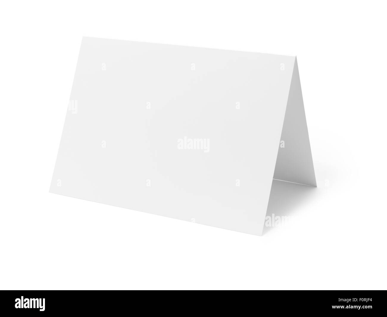 Shot of a blank greetings card on a white background with natural drop shadow. Left plain, clean and empty for the designer to a Stock Photo