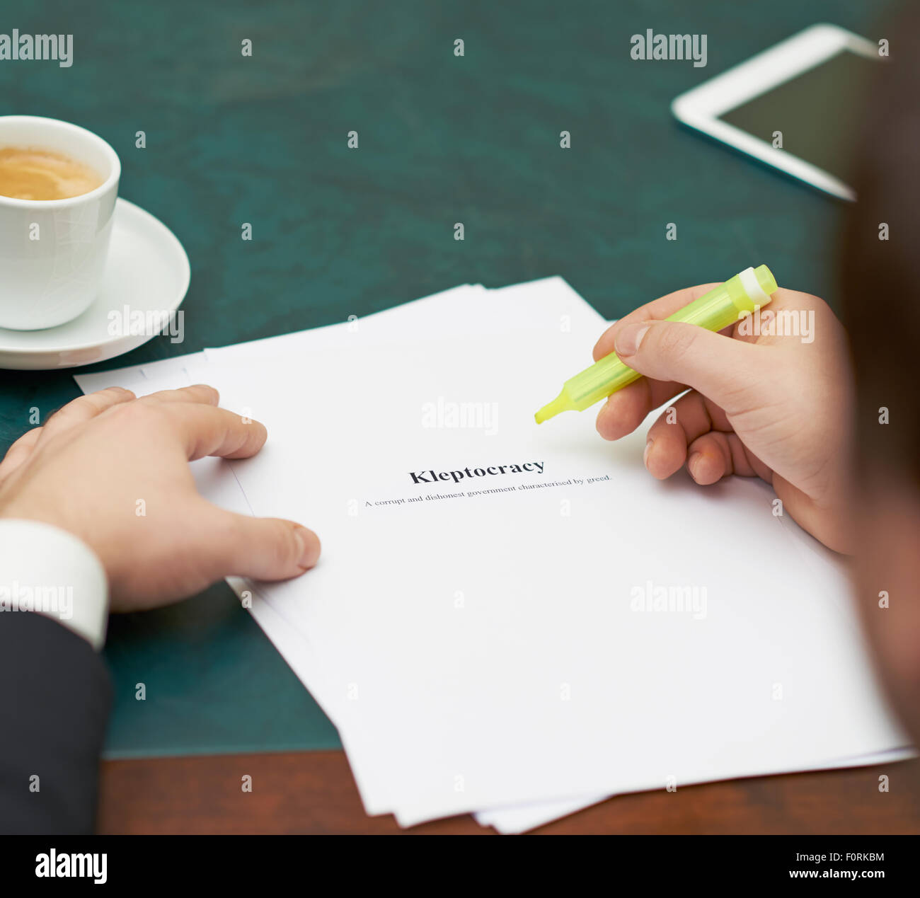Marking words in a kleptocracy definition Stock Photo Alamy