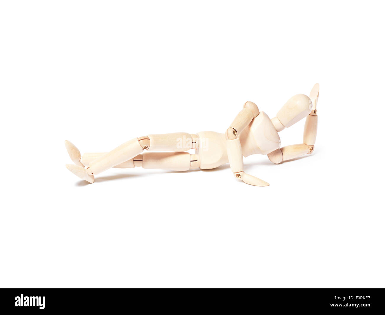Shot of a model man in a position implying he is relaxing and chilling out. The shot is taken on a white background and the obje Stock Photo