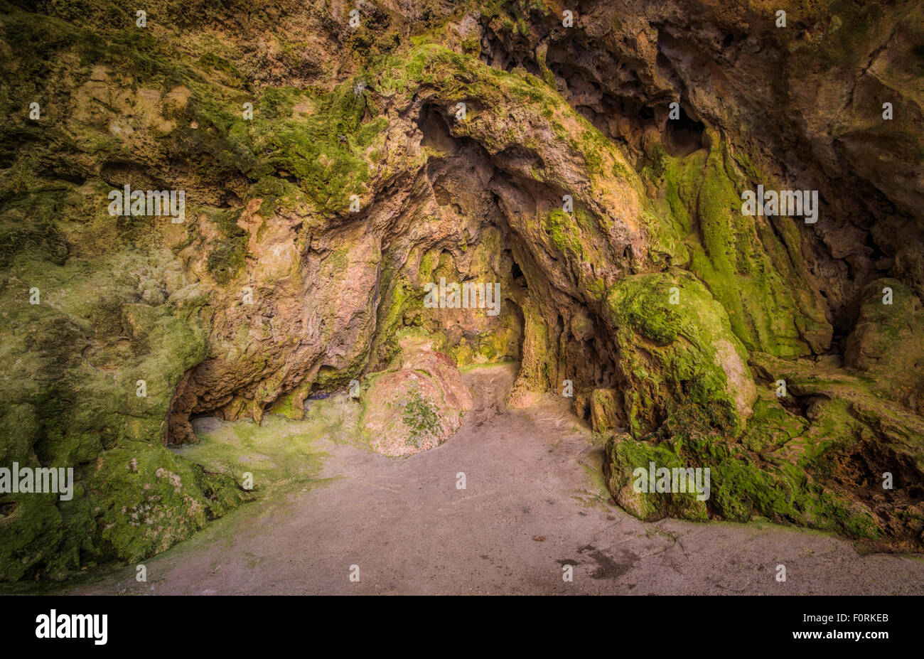 Green deep cave Stock Photo