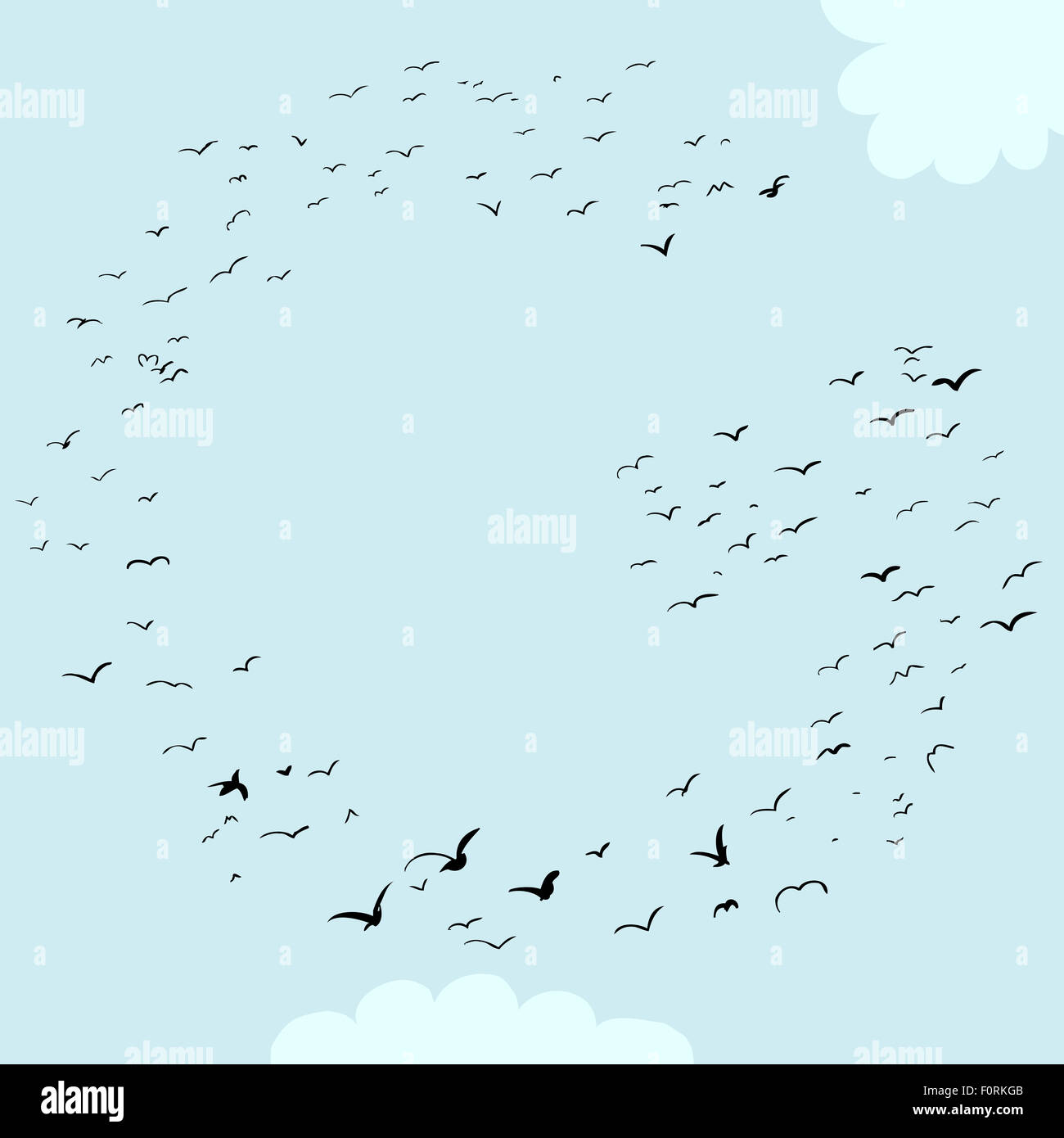 Illustration of a flock of birds in the shape of the letter g Stock ...