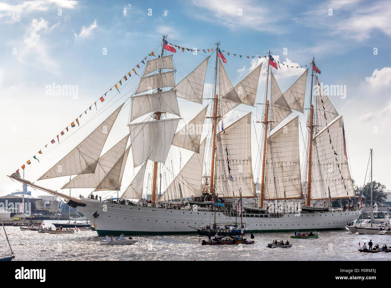 The tall ship Esmeralda from Chile, Amsterdam Sail 2015 Stock Photo