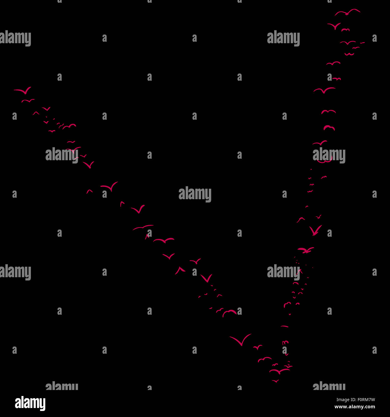 Illustration of a flock of birds in the shape of the letter v Stock ...