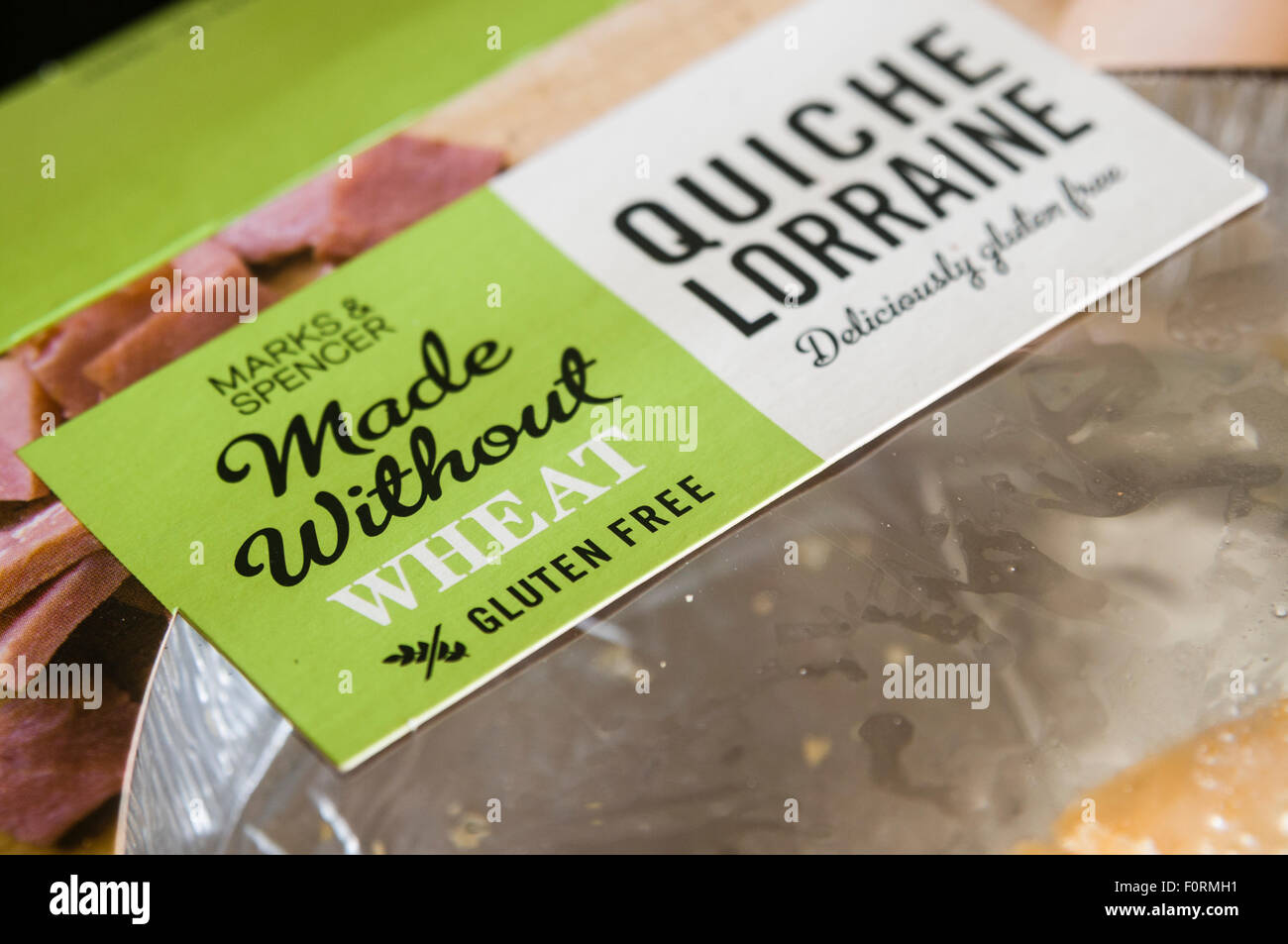 Gluten free quiche lorraine from Marks and Spencer's 'Made Without Wheat' range Stock Photo