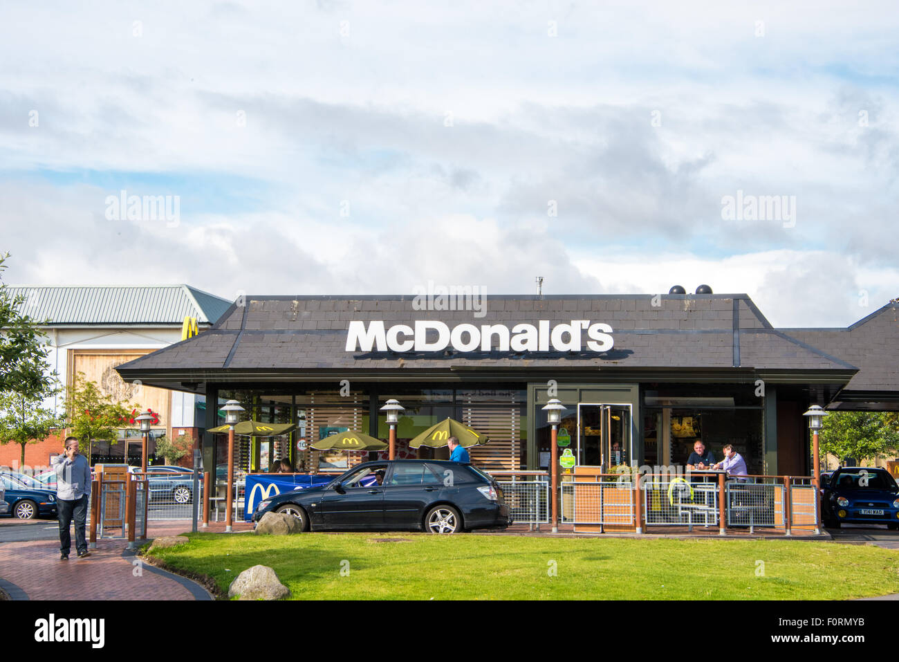 Mcdonalds drive through restaurant at Bentley Bridge retail park Wednesfield Wolverhampton, uk Stock Photo