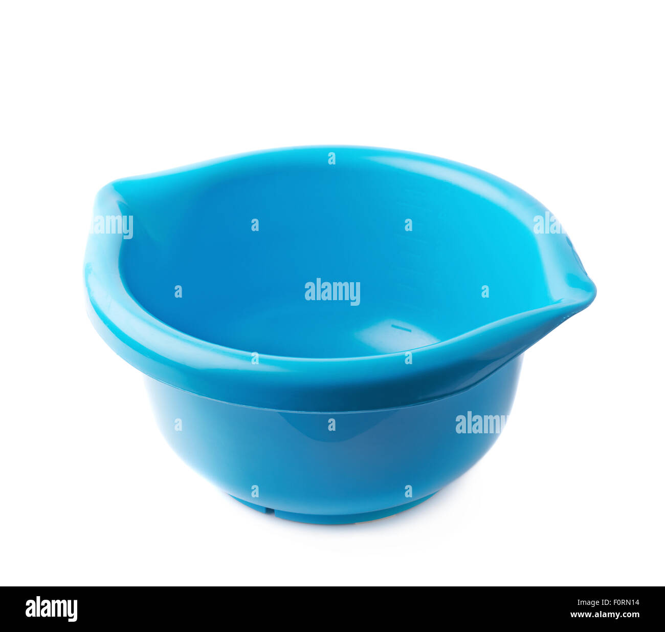 Blue plastic measuring bowl isolated Stock Photo Alamy