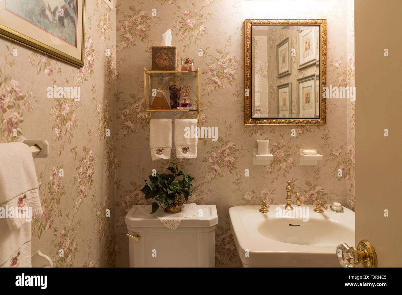Compact Bathroom Interior, USA Stock Photo