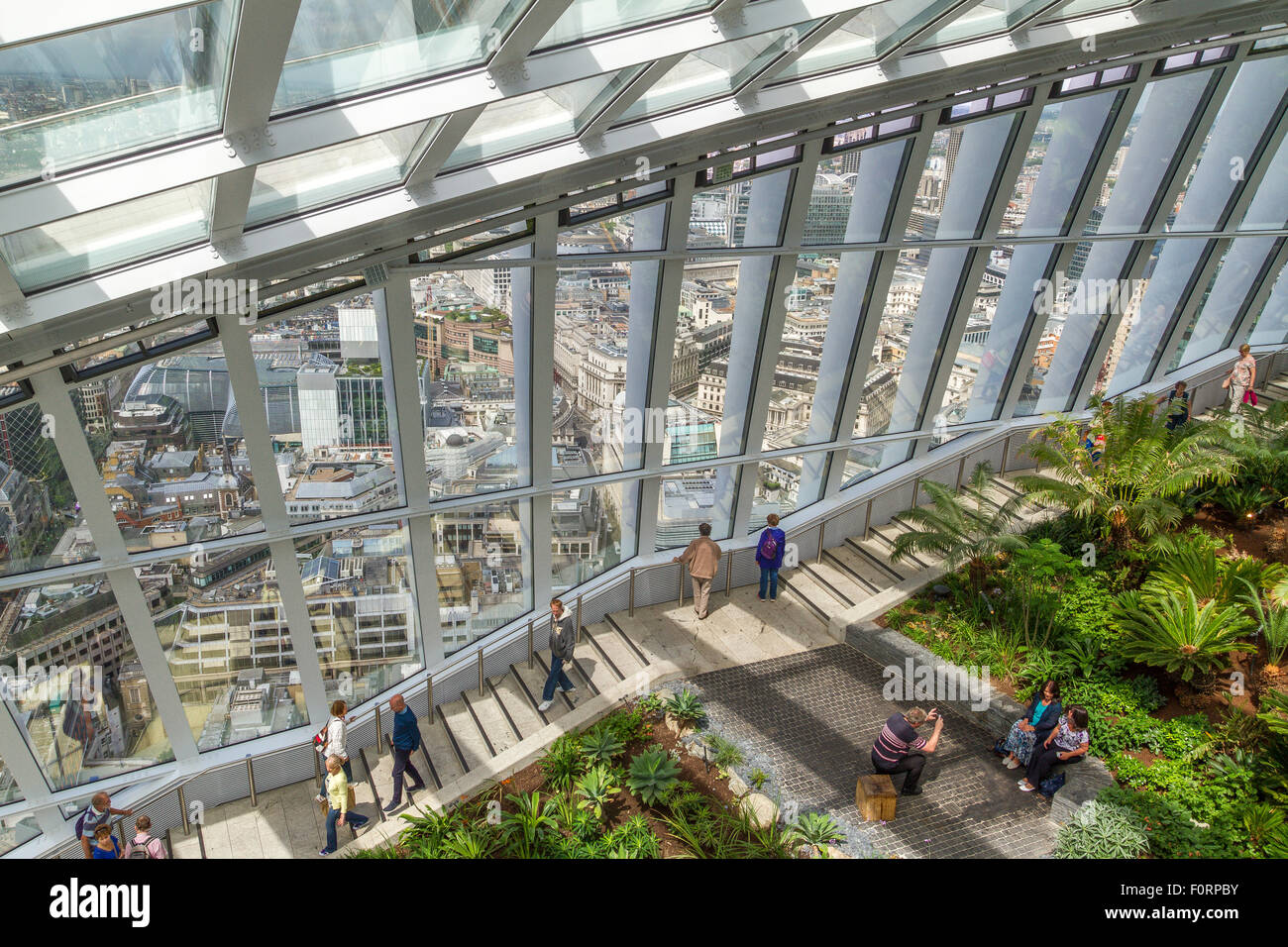 The Sky Garden, a public viewing gallery at the top of 20 Fenchurch Street  also known as The Walkie Talkie Building ,in The City Of London, UK Stock  Photo - Alamy