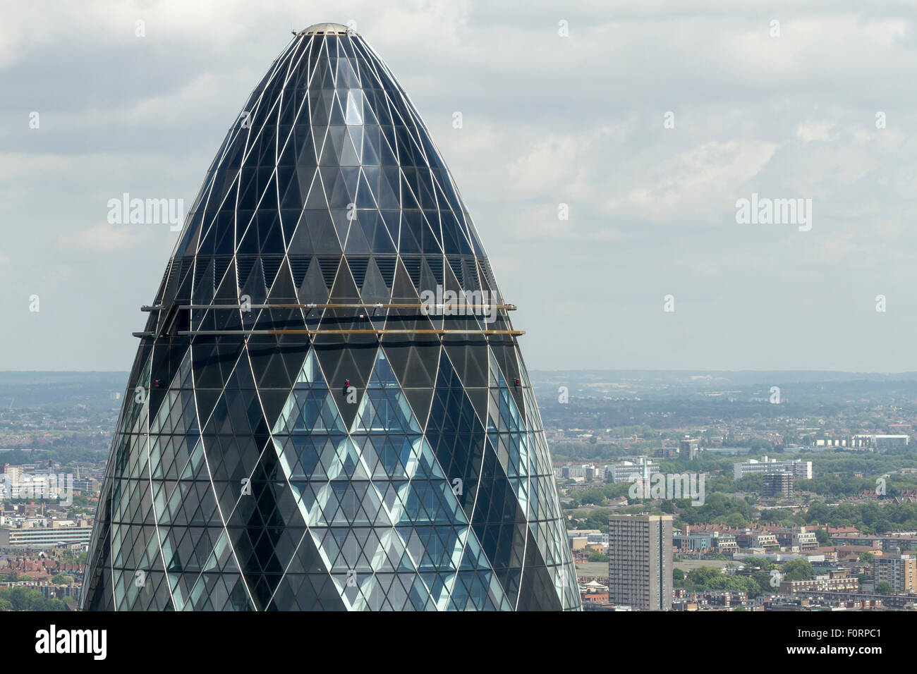 The top of The Gherkin or 30 St Mary Axe in The City Of London ,UK Stock Photo
