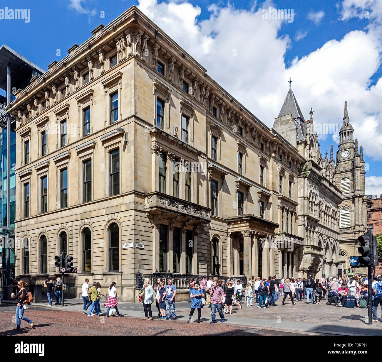 Corner of Buchanan Street & St. Vincent Street in Glasgow Scotland with