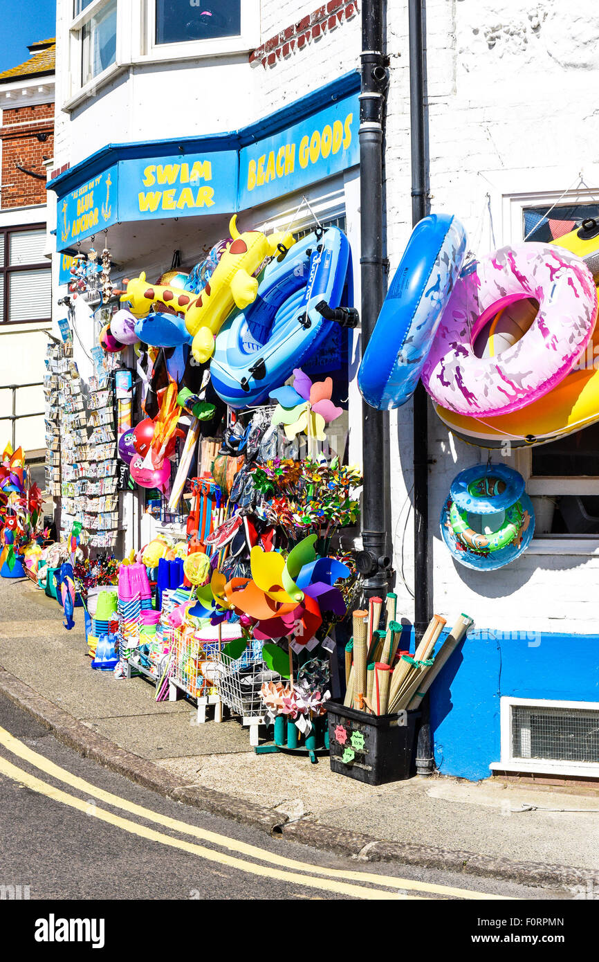 A shop selling traditonal beach toys and goods in Broadstairs, Kent. Stock Photo