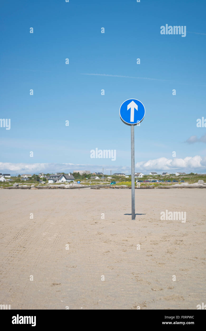 Signs showing the beach route to Omey Island Stock Photo