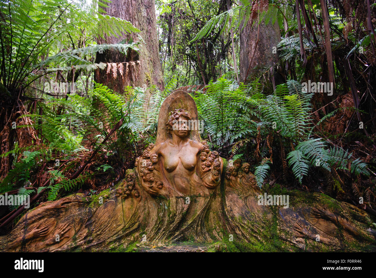 Mystical sculptures in natural setting. Stock Photo