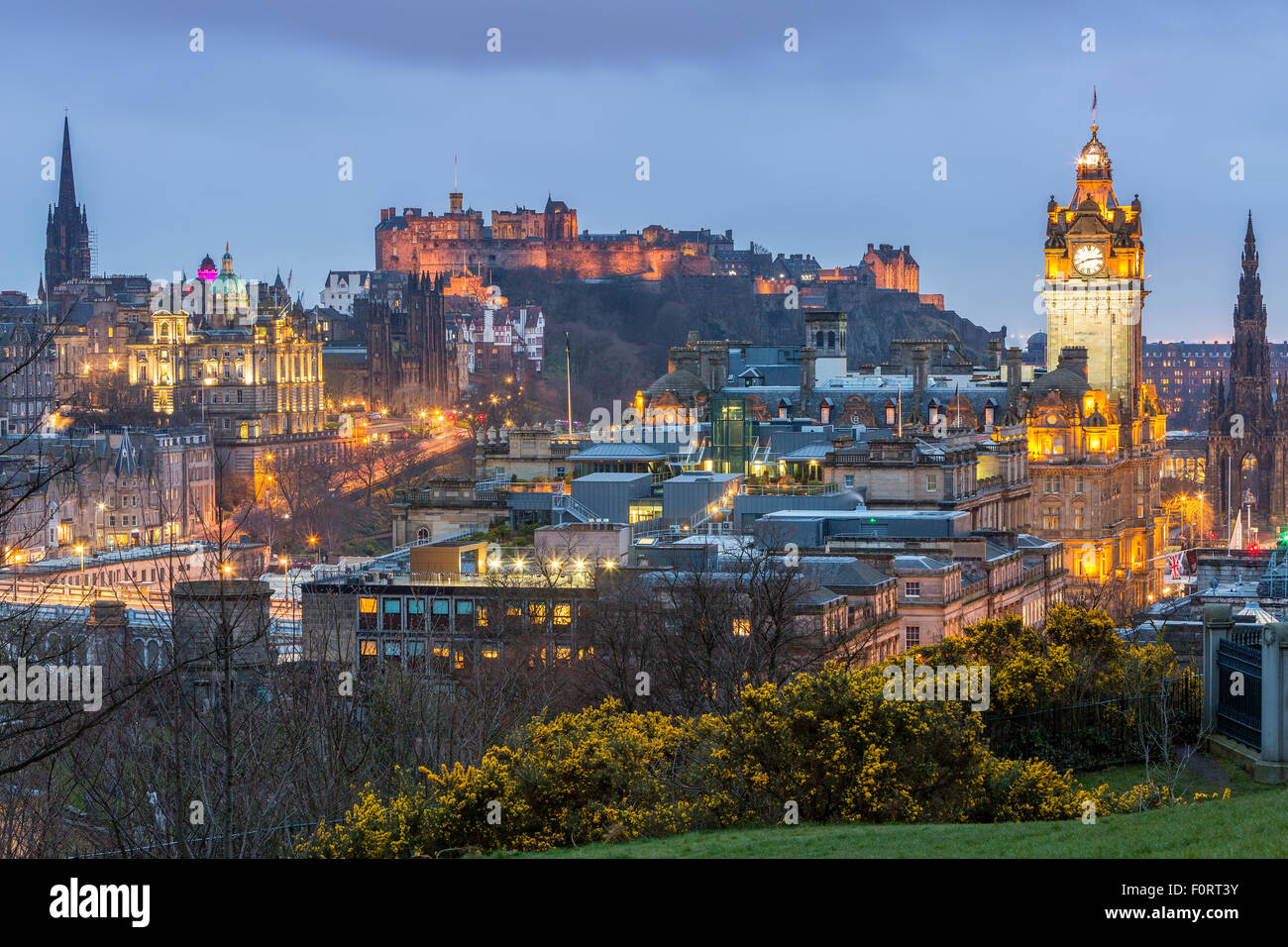 A view from Calton Hill over Edinburgh, City of Edinburgh, Scotland, United Kingdom, Europe. Stock Photo