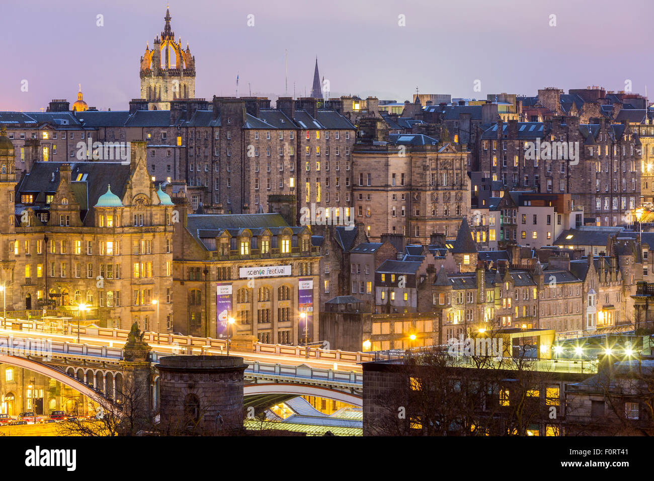 A view from Calton Hill over Edinburgh, City of Edinburgh, Scotland, United Kingdom, Europe. Stock Photo