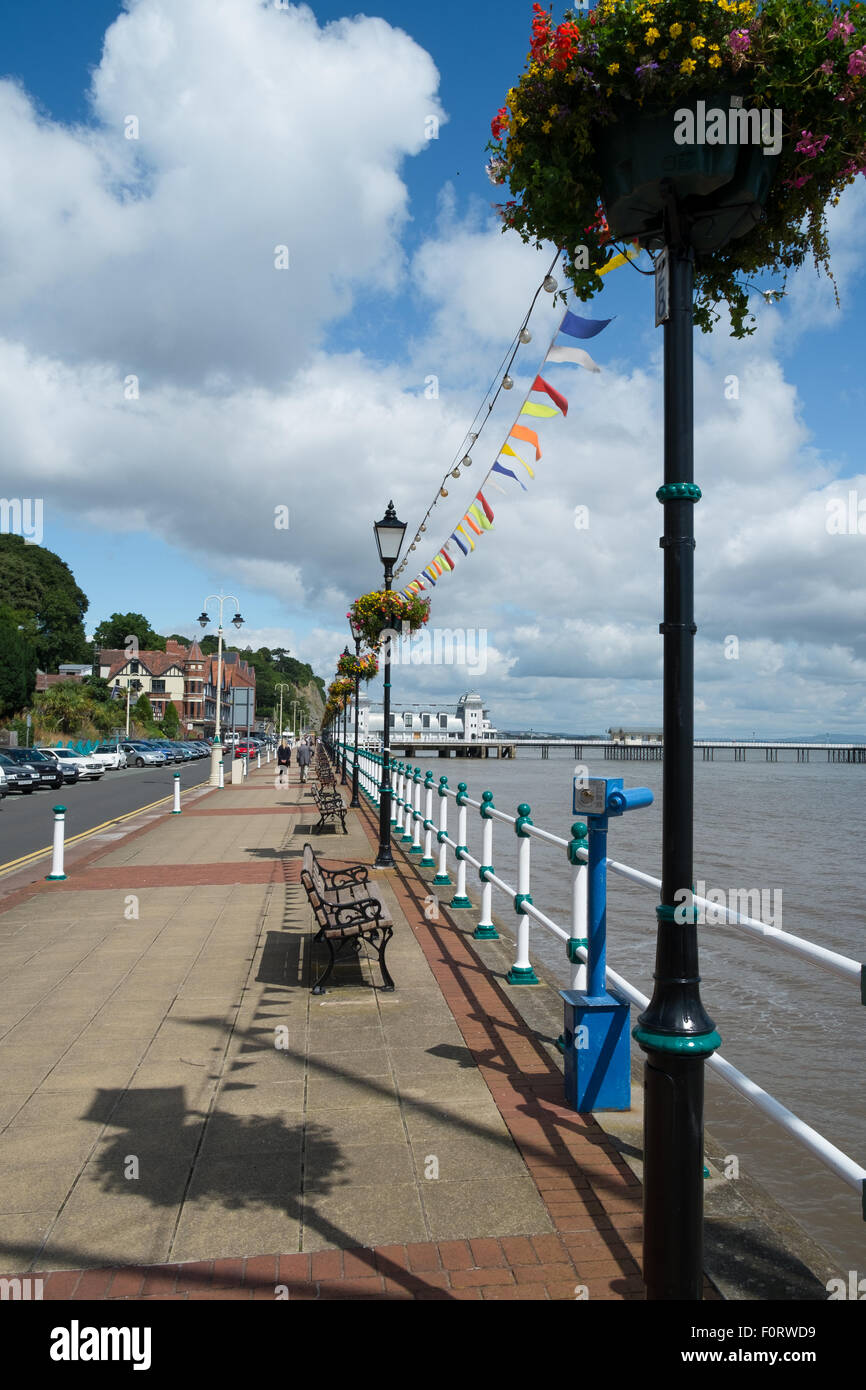 An image taken at Penarth seafront with the pier in the distance Stock Photo