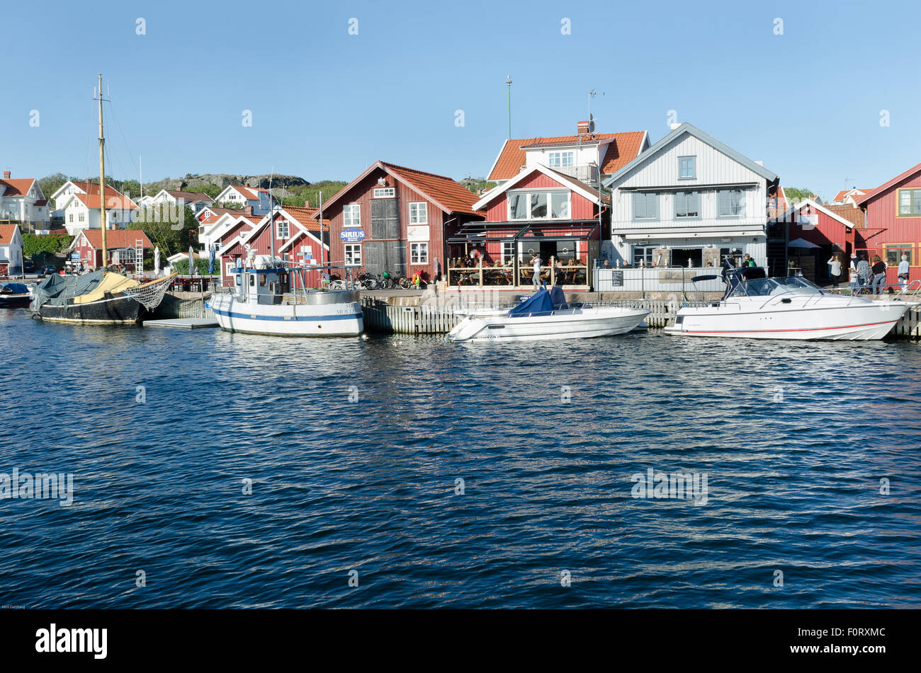 one small place on swedish westcoast many boat and restarang Stock Photo