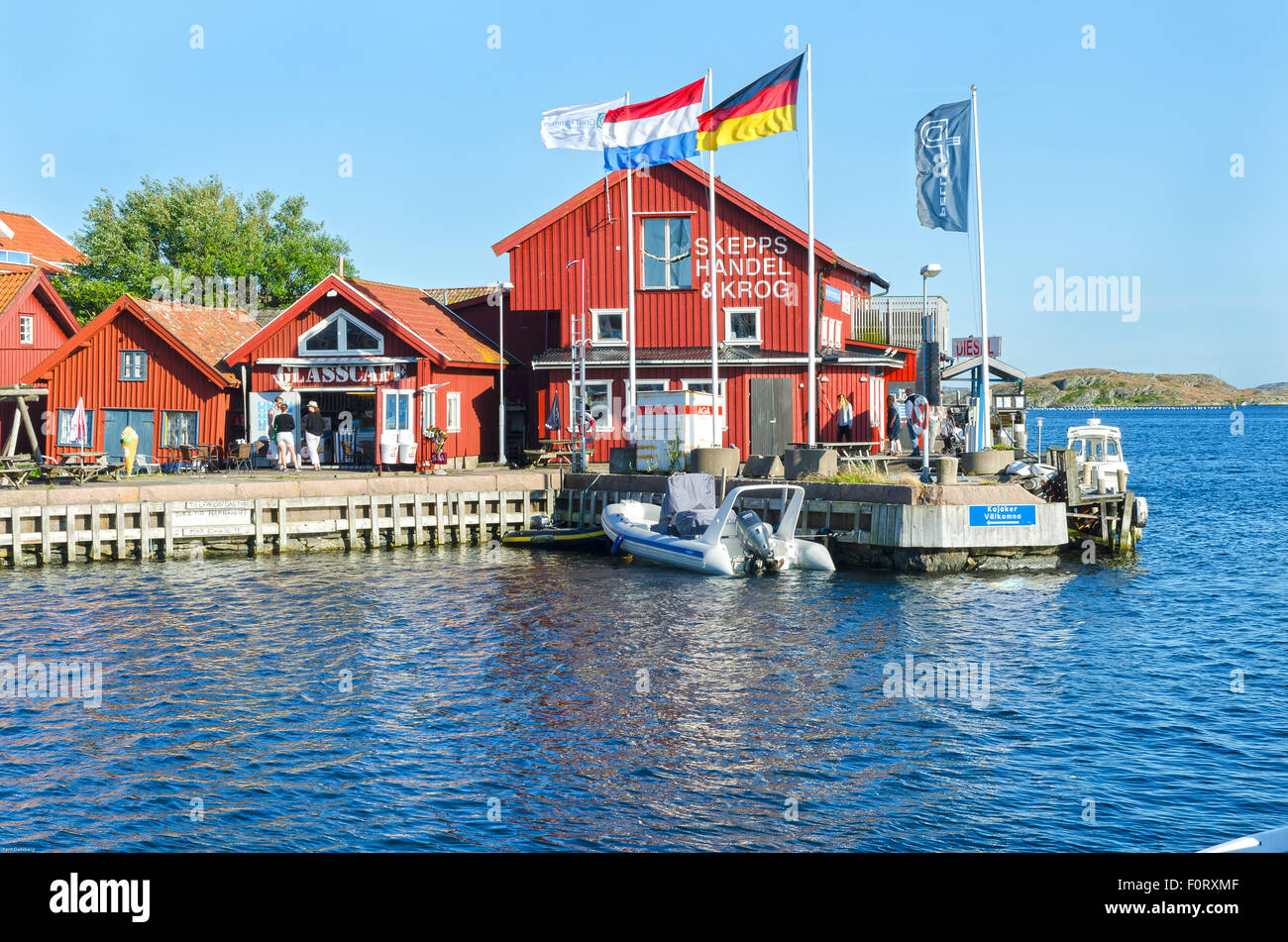 one small place on swedish westcoast many boat and restarang Stock Photo