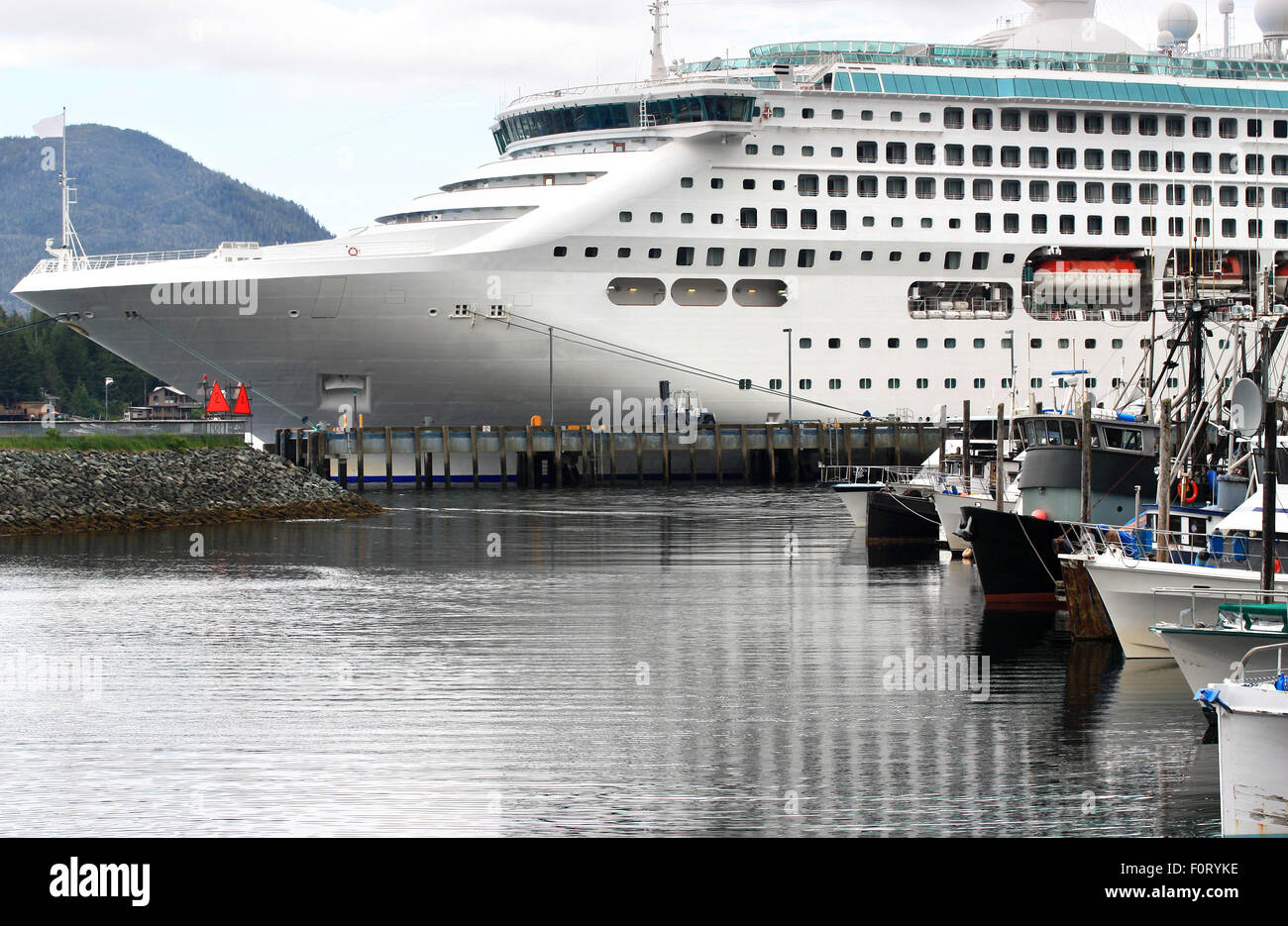 Big cruise ship docked in Ketchikan, Alaska Stock Photo