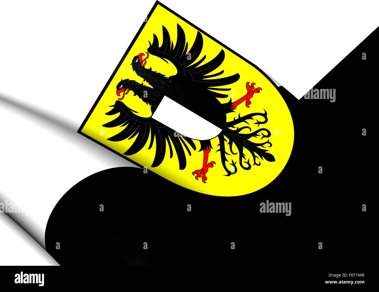 3D Flag of Friedberg (Friedberg in der Wetterau), Germany. Close Up. Stock Photo