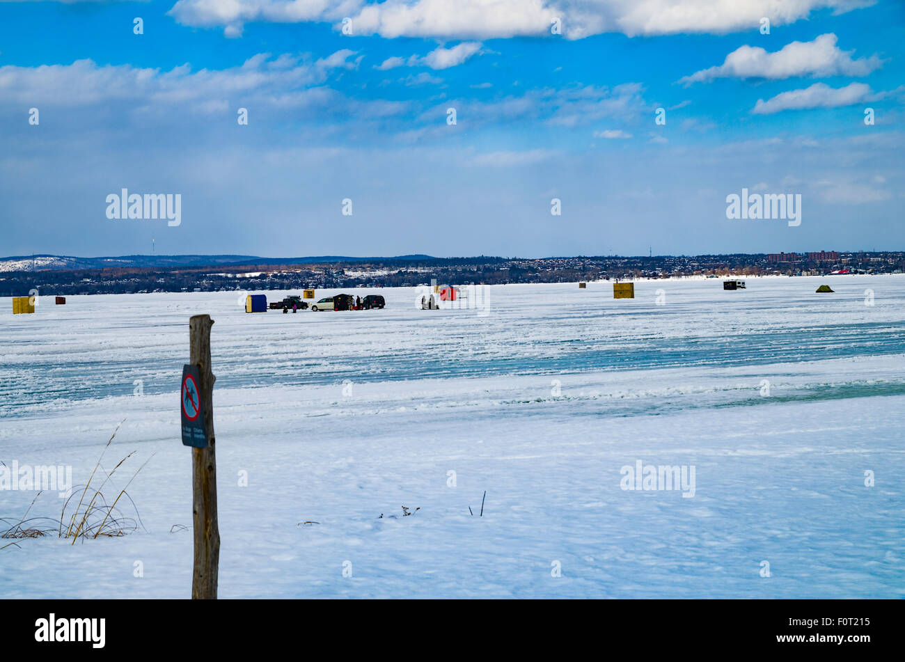 Ice fishing on the Ottawa River Ottawa Ontario Canada Stock Photo Alamy