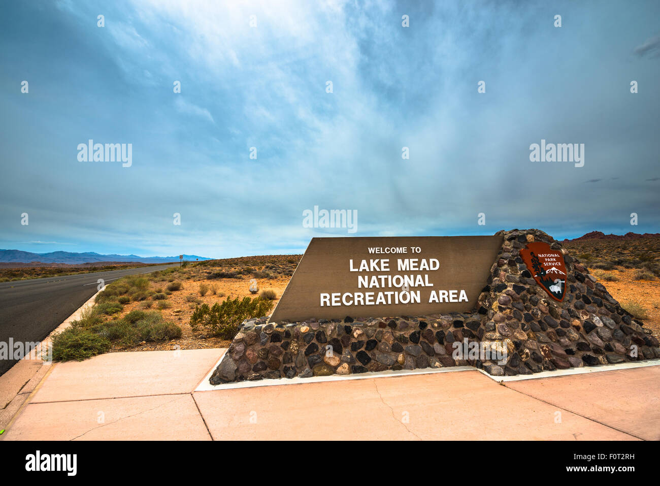 Lake Mead National Recreation Area entrance sign Overton Nevada Stock Photo