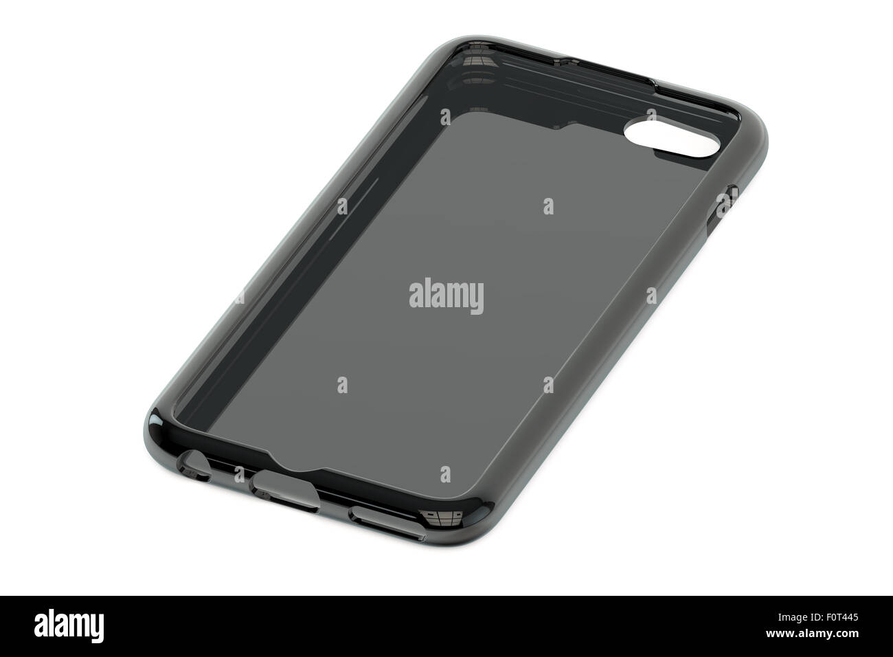 Black Mobile Phone plastic case isolated on white background Stock Photo