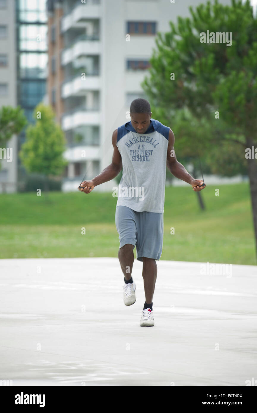 Jumping Rope Running Man Man jumping rope black hi-res stock photography and images - Alamy