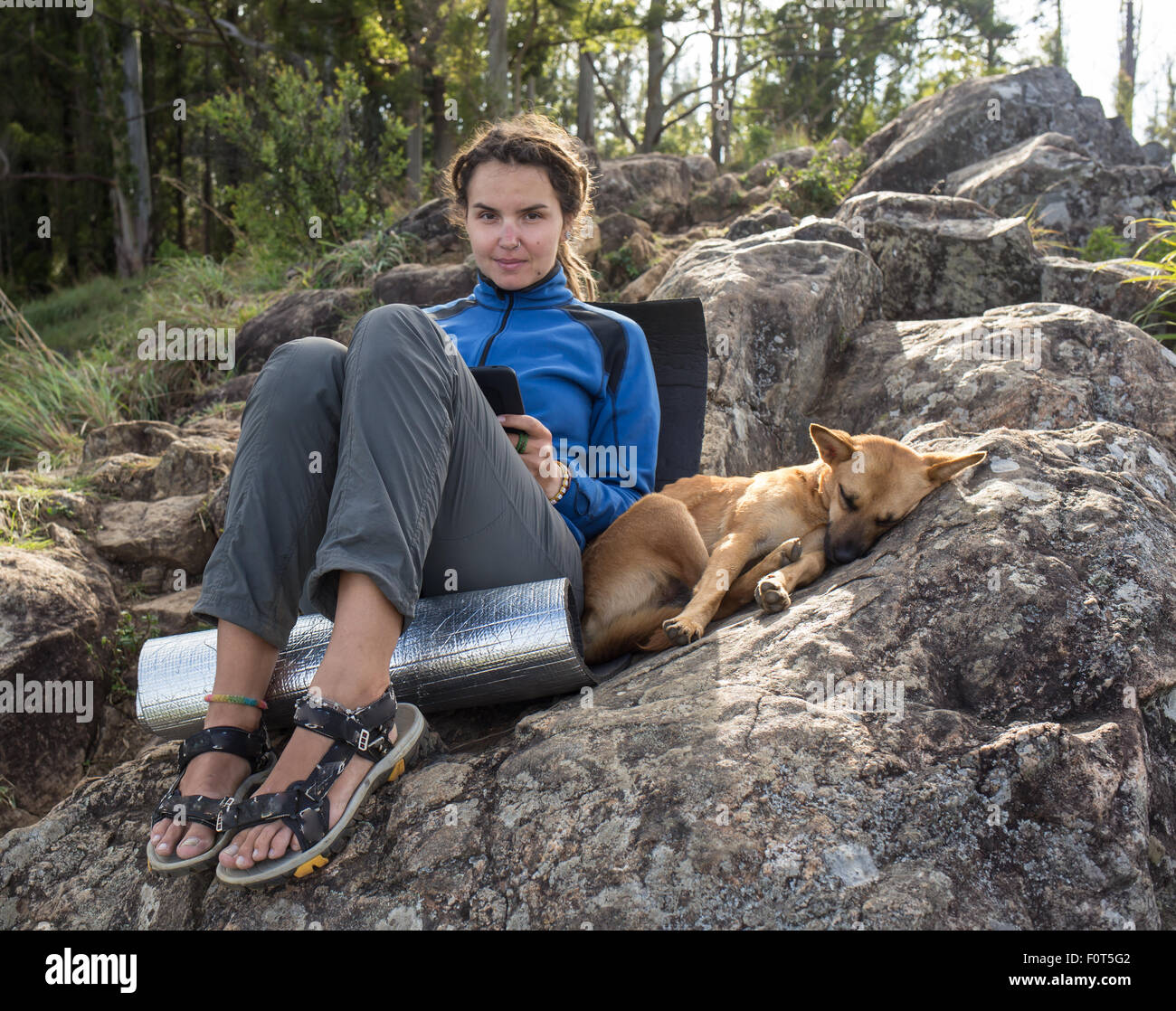 Portrait of a woman with her beautiful dog Stock Photo - Alamy