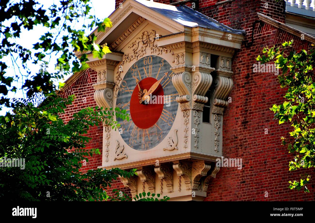 Philadelphia, Pennsylvania An immense wooden clock stands on the north