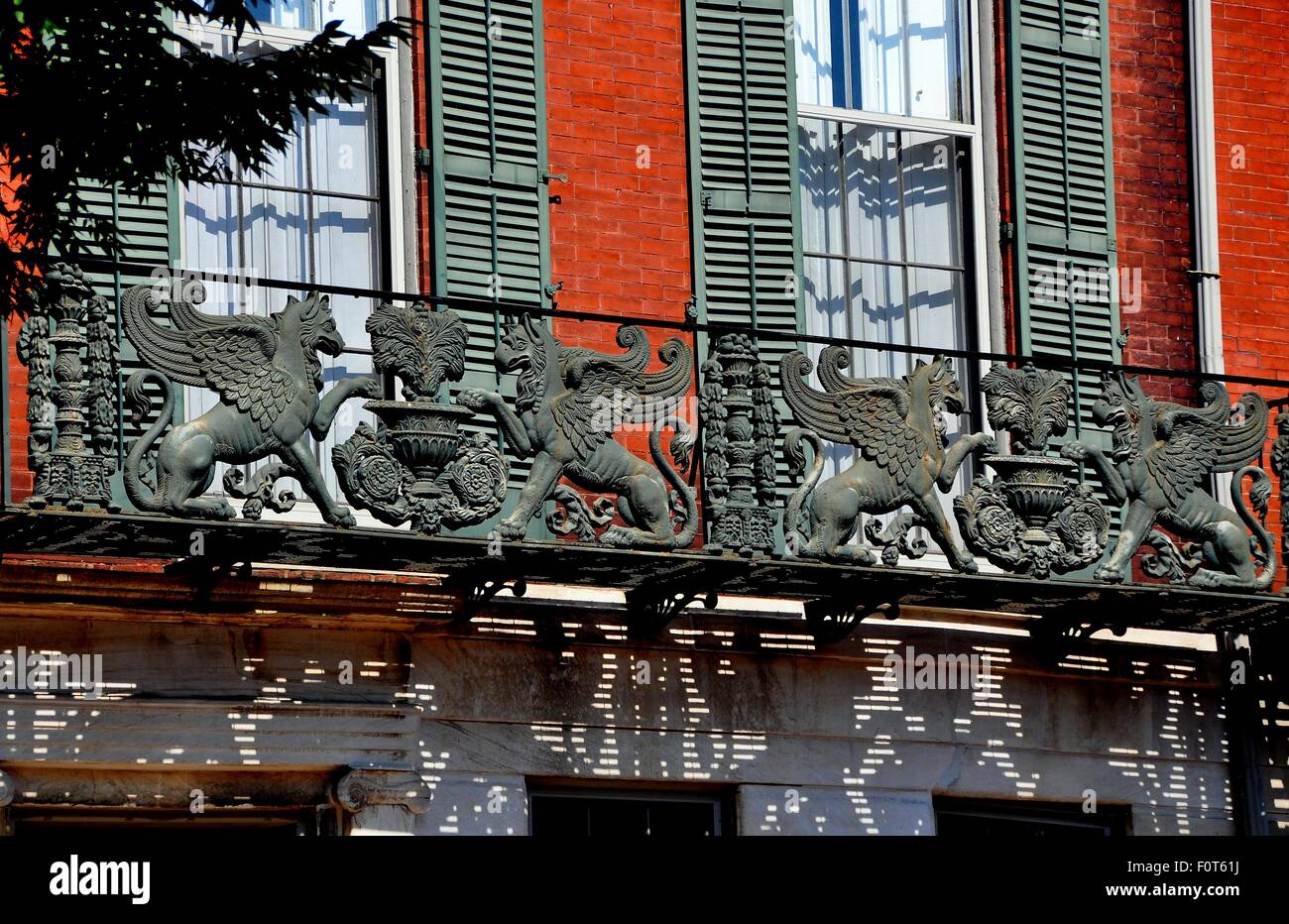Philadelphia, Pennsylvania Balcony with wrought iron designs of