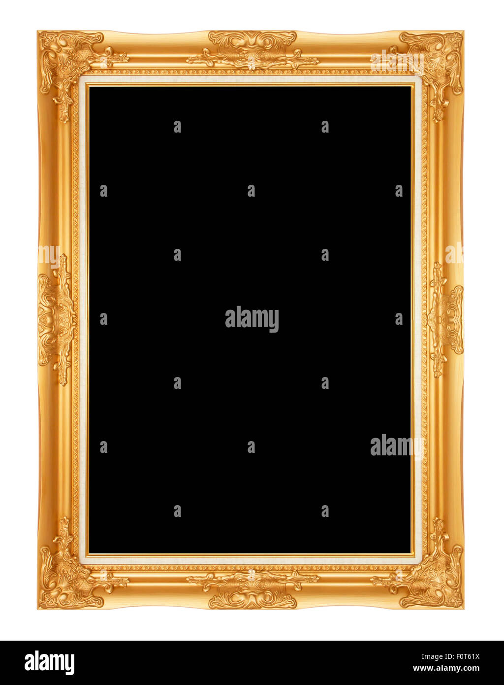 Picture frame gold wood frame in white background Stock Photo Alamy