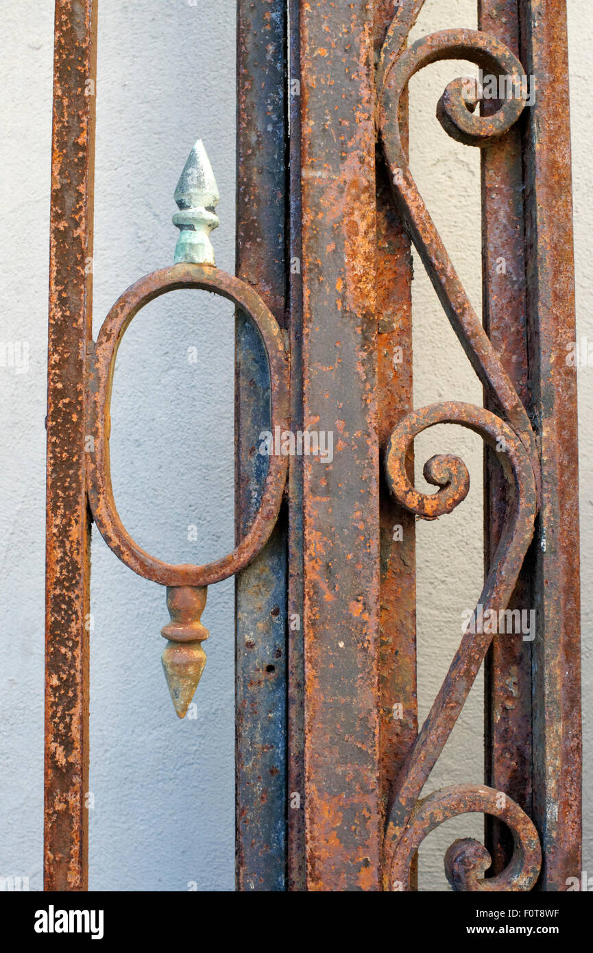 Detail of an ornate rusty iron gate from Egypt Stock Photo