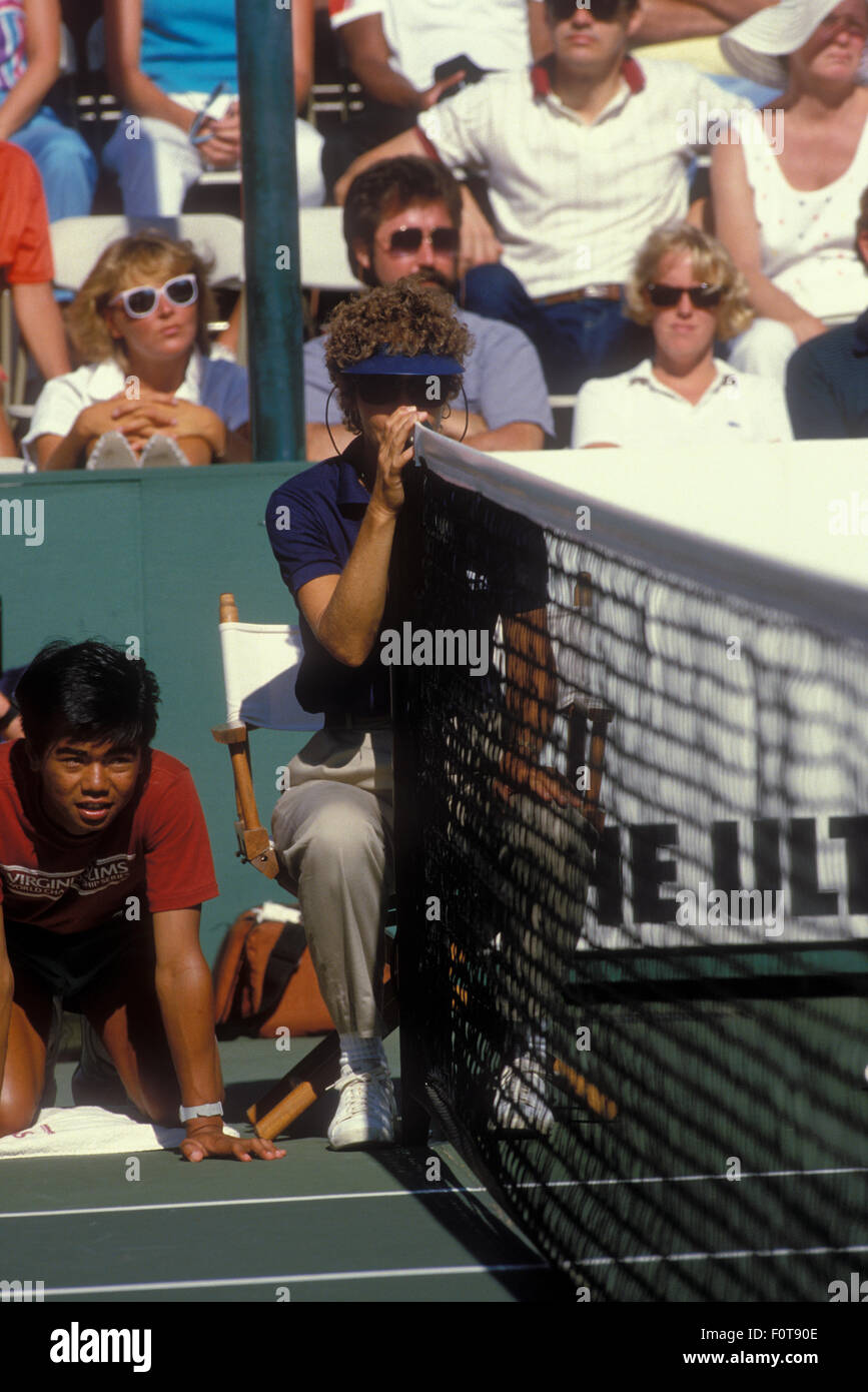 Net judge at the Newsweek Champions Cup tournament in Indian Wells, California in March 1988. Stock Photo