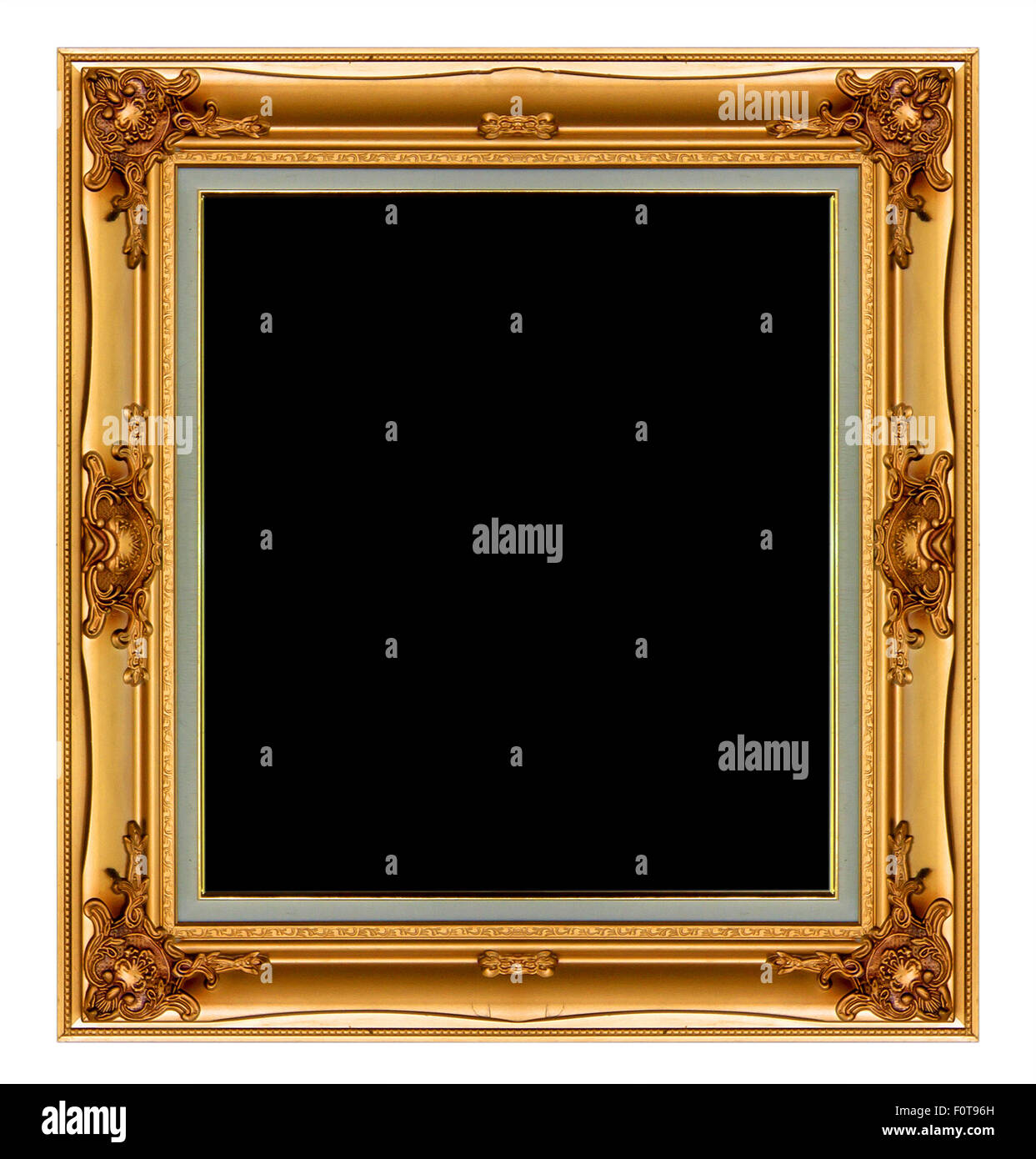 Old gold picture frame on white background Stock Photo Alamy