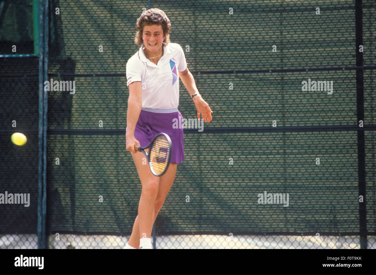 Pam Shriver in action at the Audi Challenge tennis tournament in San Diego, California in September 1986. Stock Photo