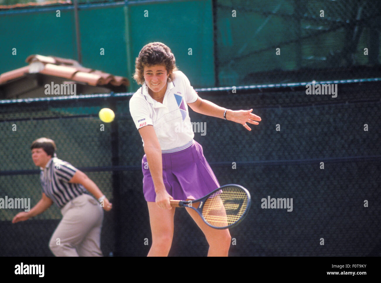 Pam Shriver in action at the Audi Challenge tennis tournament in San Diego, California in September 1986. Stock Photo