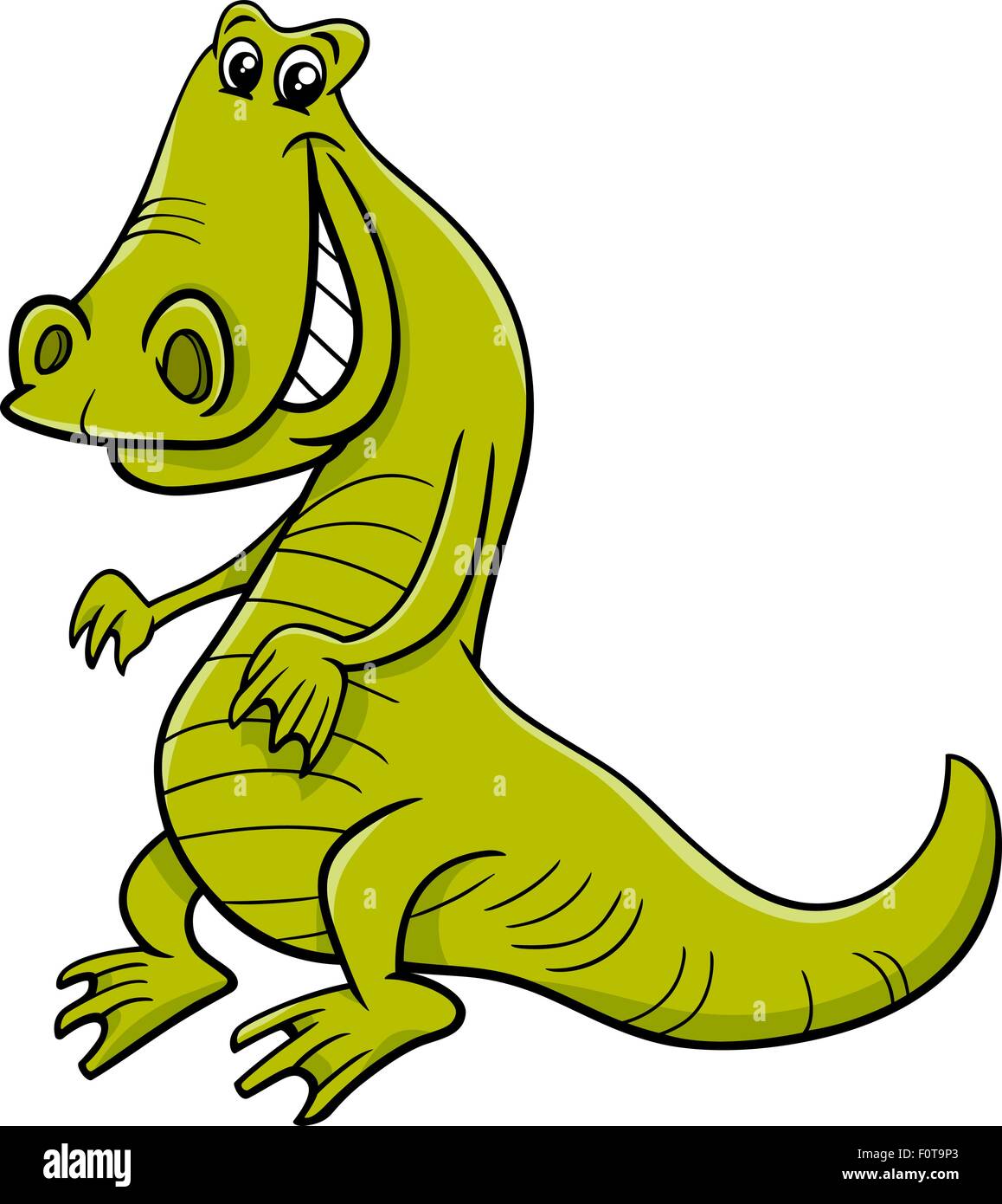 Cartoon Illustration of Crocodile or Alligator Reptile Animal Stock