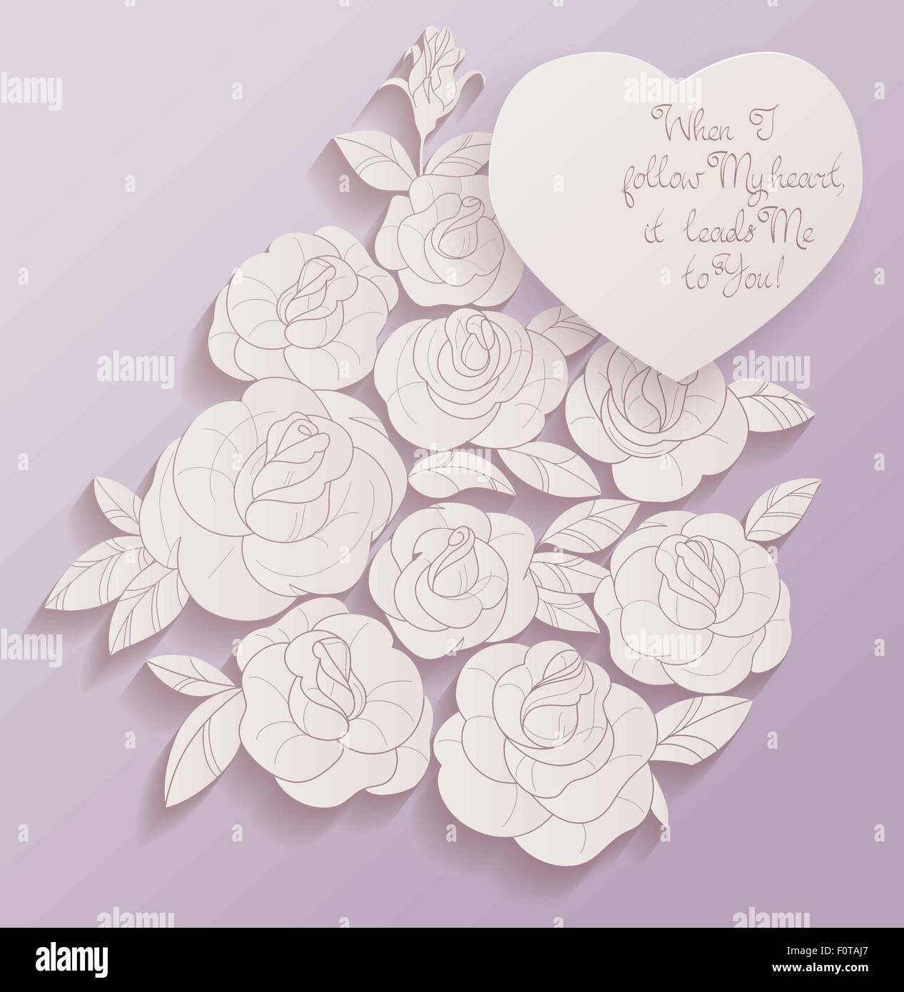 Vintage card roses bouquet romantic quotes Stock Vector Image & Art Alamy