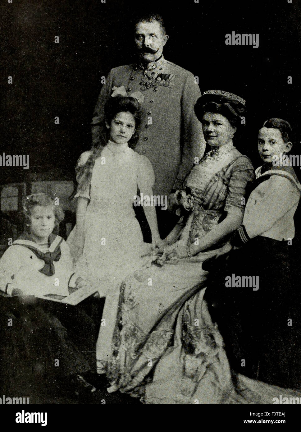 Archduke Franz Ferdinand, his wife and children.  The Archduke and his wife were assassinated to start World War I Stock Photo