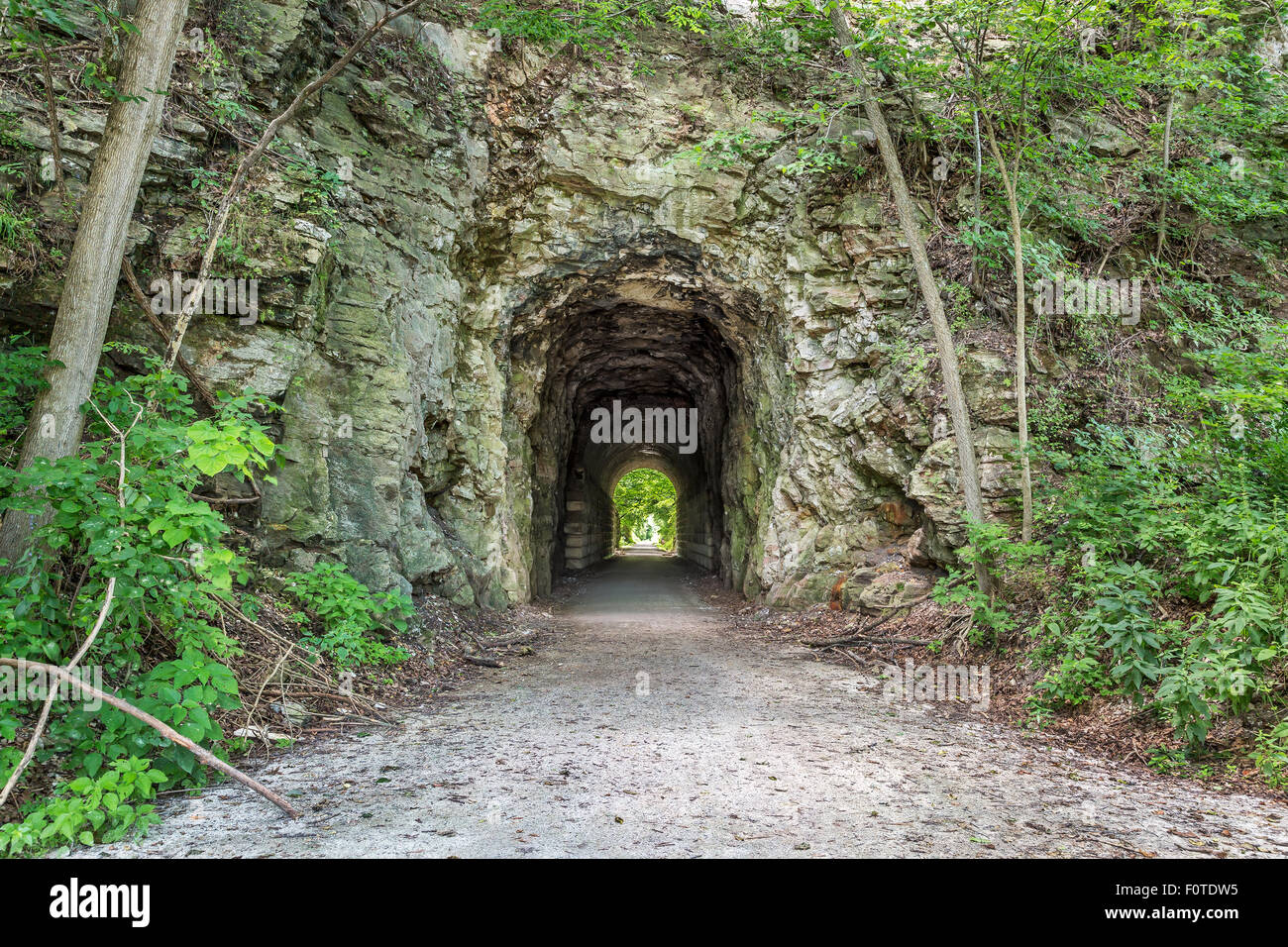 MKT tunnel on Katy Trail at Rocheport, Missouri. The Katy Trail is 237