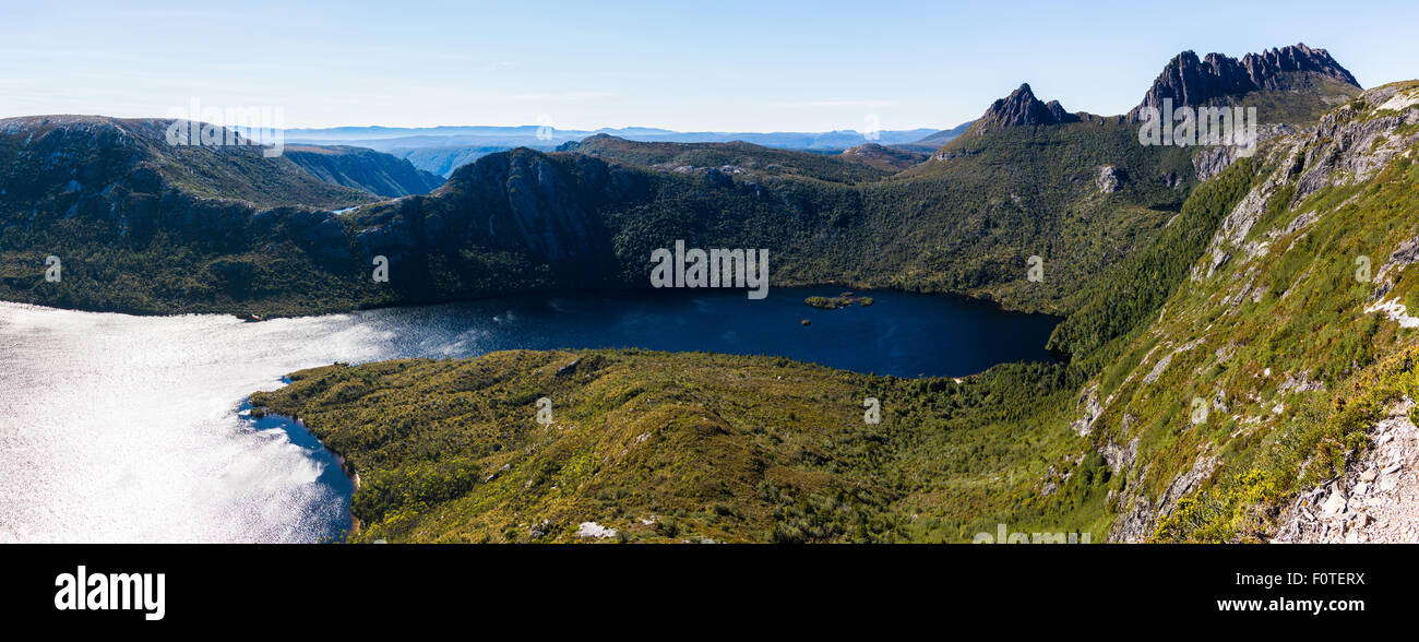 Cradle Mountain & Dove Lake from Marions Lookout, Cradle Mountain-Lake St. Clair National Park, Tasmania Stock Photo